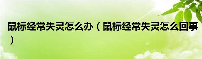鼠标经常失灵怎么办（鼠标经常失灵怎么回事）