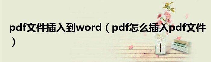 pdf文件插入到word（pdf怎么插入pdf文件）
