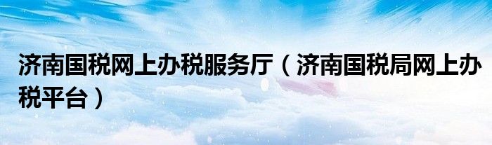 济南国税网上办税服务厅（济南国税局网上办税平台）