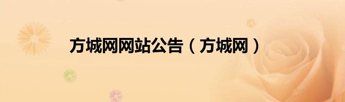 方城网网站公告（方城网）