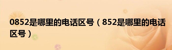 0852是哪里的电话区号（852是哪里的电话区号）
