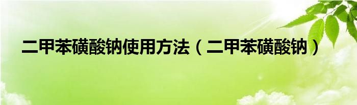 二甲苯磺酸钠使用方法（二甲苯磺酸钠）