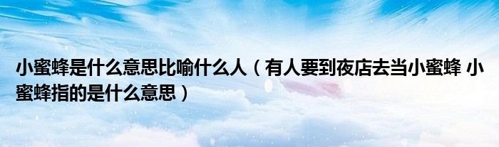 小蜜蜂是什么意思比喻什么人（有人要到夜店去当小蜜蜂 小蜜蜂指的是什么意思）