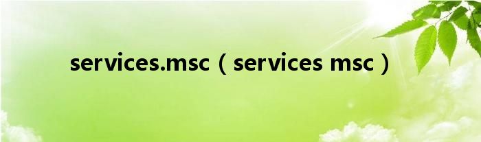 services.msc（services msc）