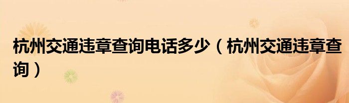杭州交通违章查询电话多少（杭州交通违章查询）