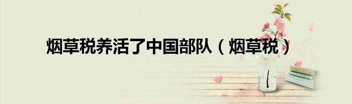烟草税养活了中国部队（烟草税）