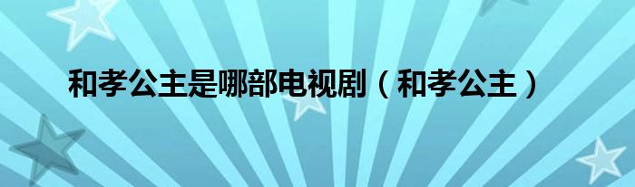 和孝公主是哪部电视剧（和孝公主）