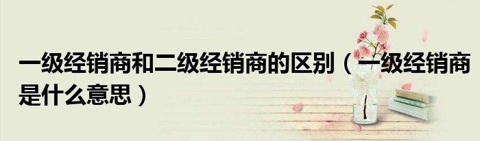一级经销商和二级经销商的区别（一级经销商是什么意思）