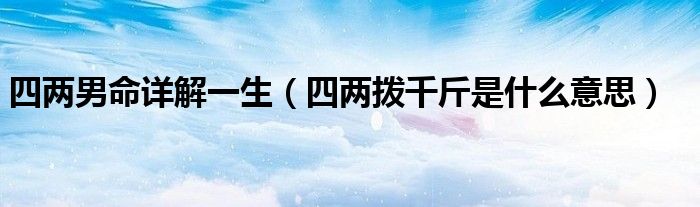四两男命详解一生（四两拨千斤是什么意思）