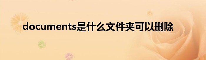 documents是什么文件夹可以删除