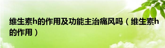 维生素h的作用及功能主治痛风吗（维生素h的作用）