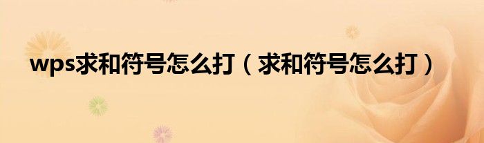 wps求和符号怎么打（求和符号怎么打）