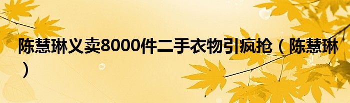 陈慧琳义卖8000件二手衣物引疯抢（陈慧琳）
