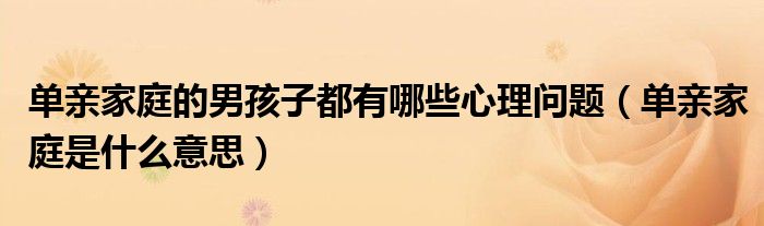 单亲家庭的男孩子都有哪些心理问题（单亲家庭是什么意思）