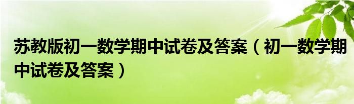 苏教版初一数学期中试卷及答案（初一数学期中试卷及答案）