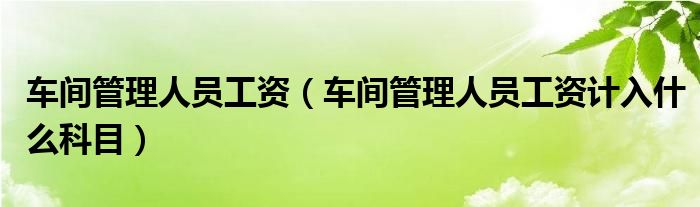 车间管理人员工资（车间管理人员工资计入什么科目）