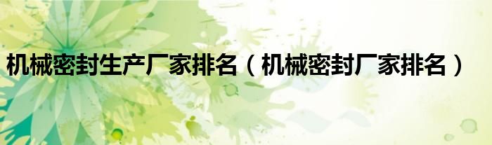 机械密封生产厂家排名（机械密封厂家排名）