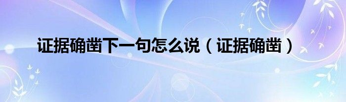 证据确凿下一句怎么说（证据确凿）