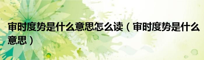 审时度势是什么意思怎么读（审时度势是什么意思）