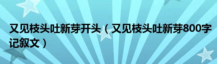 又见枝头吐新芽开头（又见枝头吐新芽800字记叙文）