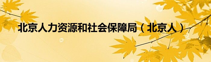 北京人力资源和社会保障局（北京人）