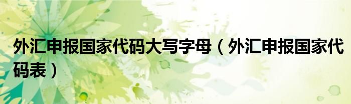 外汇申报国家代码大写字母（外汇申报国家代码表）