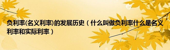 负利率(名义利率)的发展历史（什么叫做负利率什么是名义利率和实际利率）