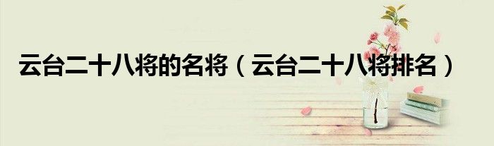 云台二十八将的名将（云台二十八将排名）