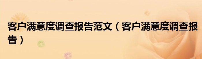 客户满意度调查报告范文（客户满意度调查报告）