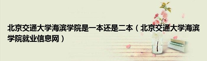 北京交通大学海滨学院是一本还是二本（北京交通大学海滨学院就业信息网）