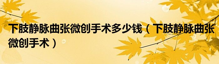 下肢静脉曲张微创手术多少钱（下肢静脉曲张微创手术）