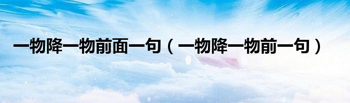 一物降一物前面一句（一物降一物前一句）