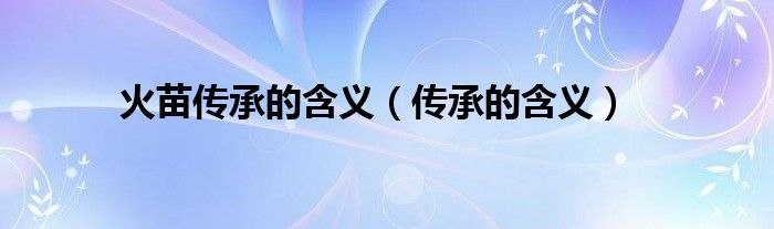 火苗传承的含义（传承的含义）