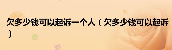 欠多少钱可以起诉一个人（欠多少钱可以起诉）
