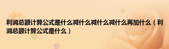 利润总额计算公式是什么减什么减什么减什么再加什么（利润总额计算公式是什么）