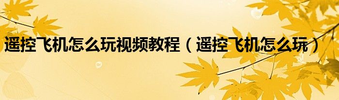 遥控飞机怎么玩视频教程（遥控飞机怎么玩）