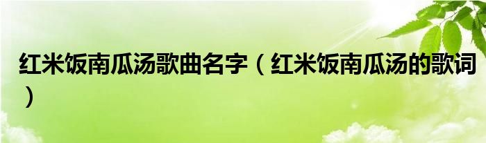 红米饭南瓜汤歌曲名字（红米饭南瓜汤的歌词）