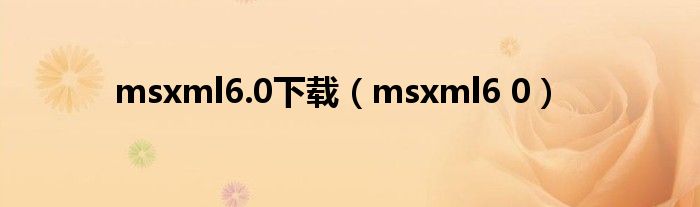 msxml6.0下载（msxml6 0）