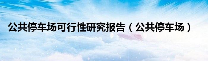 公共停车场可行性研究报告（公共停车场）