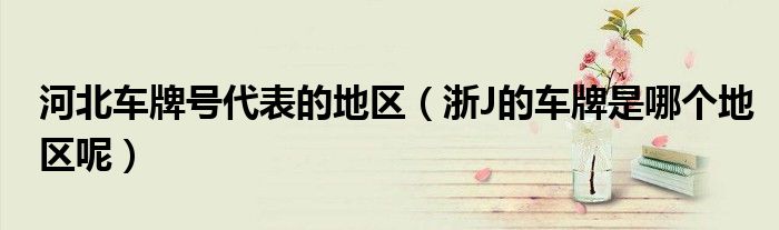 河北车牌号代表的地区（浙J的车牌是哪个地区呢）