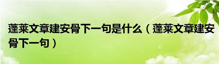 蓬莱文章建安骨下一句是什么（蓬莱文章建安骨下一句）