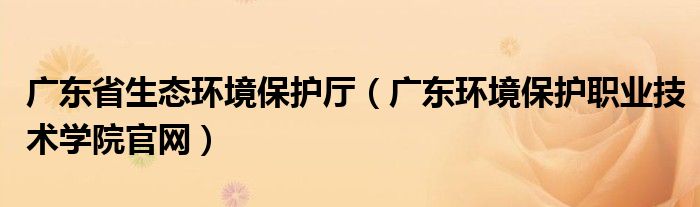 广东省生态环境保护厅（广东环境保护职业技术学院官网）