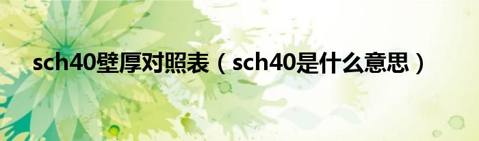 sch40壁厚对照表（sch40是什么意思）