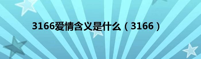 3166爱情含义是什么（3166）