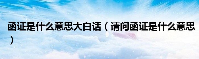 函证是什么意思大白话（请问函证是什么意思）