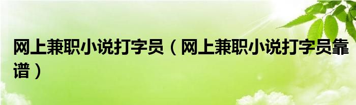网上兼职小说打字员（网上兼职小说打字员靠谱）