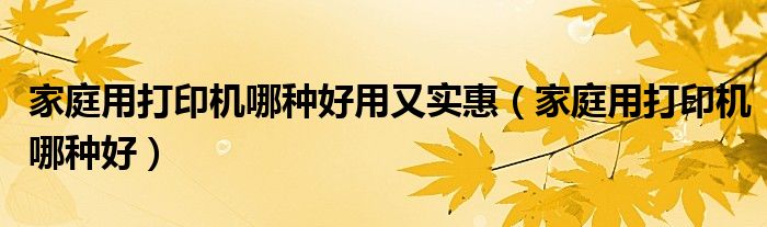 家庭用打印机哪种好用又实惠（家庭用打印机哪种好）