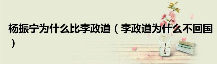 杨振宁为什么比李政道（李政道为什么不回国）
