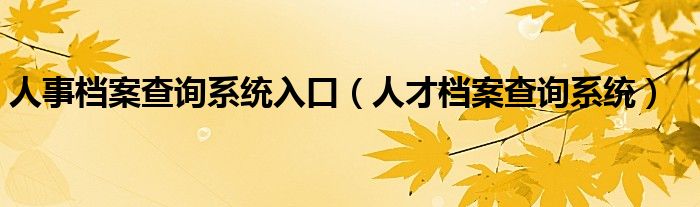 人事档案查询系统入口（人才档案查询系统）