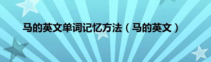 马的英文单词记忆方法（马的英文）